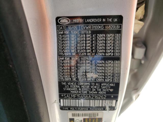 Photo 10 from auction – 2006 LAND ROVER RANGE ROVE with VIN SALMF15456A216262