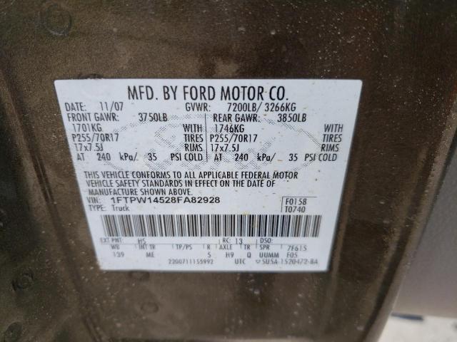 Photo 10 from auction – 2008 FORD F150 SUPER with VIN 1FTPW14528FA82928