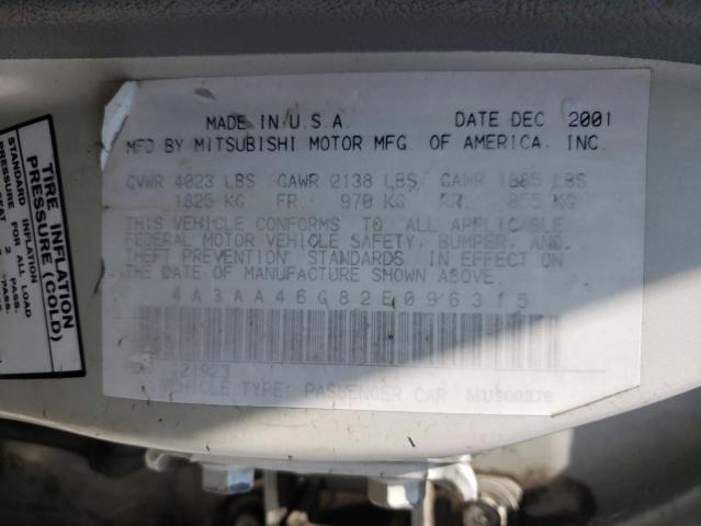 Photo 10 from auction – 2002 MITSUBISHI GALANT ES with VIN 4A3AA46G82E096315