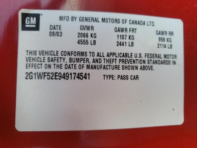Photo 10 from auction – 2004 CHEVROLET IMPALA with VIN 2G1WF52E949174541