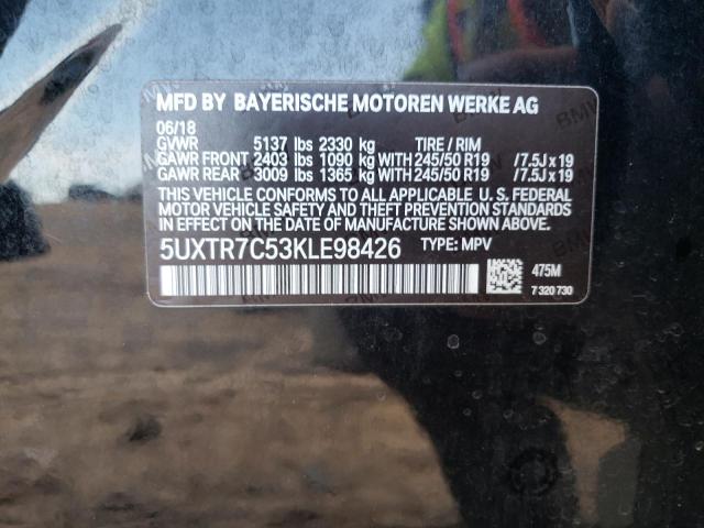 Photo 10 from auction – 2019 BMW X3 SDRIVE3 with VIN 5UXTR7C53KLE98426