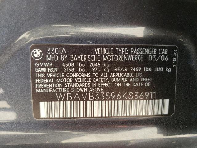 Photo 10 from auction – 2006 BMW 330 I with VIN WBAVB33596KS36911