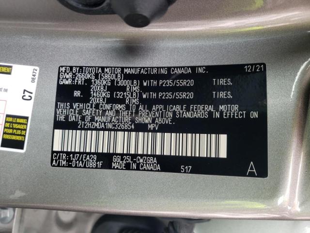 Photo 10 from auction – 2022 LEXUS RX 350 with VIN 2T2HZMDA1NC326854
