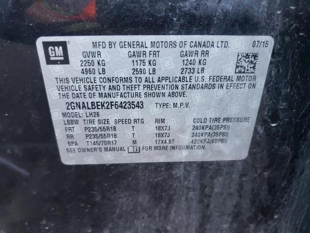 Photo 10 from auction – 2015 CHEVROLET EQUINOX LT with VIN 2GNALBEK2F6423543