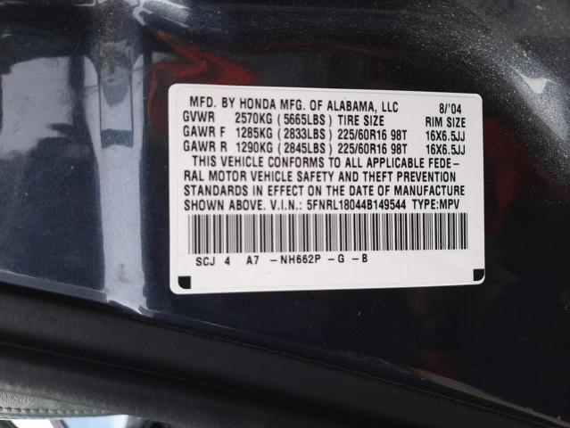 Photo 10 from auction – 2004 HONDA ODYSSEY EX with VIN 5FNRL18044B149544