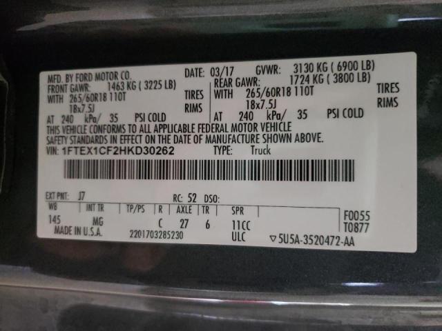 Photo 10 from auction – 2017 FORD F150 SUPER with VIN 1FTEX1CF2HKD30262