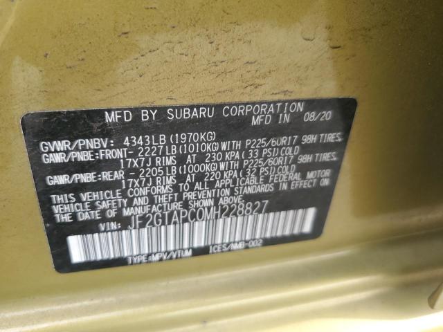 Photo 10 from auction – 2021 SUBARU CROSSTREK with VIN JF2GTAPC0MH228827