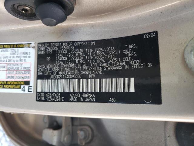 Photo 10 from auction – 2004 TOYOTA HIGHLANDER with VIN JTEGD21A740093350