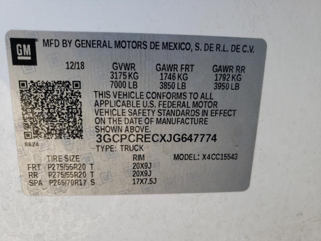 Photo 10 from auction – 2018 CHEVROLET SILVERADO with VIN 3GCPCRECXJG647774