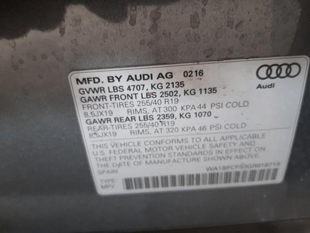 Photo 10 from auction – 2016 AUDI Q3 PREMIUM with VIN WA1BFCFS3GR018719