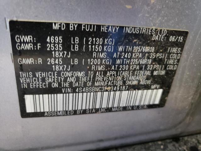 Photo 10 from auction – 2015 SUBARU OUTBACK 2. with VIN 4S4BSBNC3F3349187