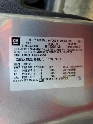 Zdjęcie 10 z aukcji – 2007 CHEVROLET SILVERADO z VIN 2GCEK19J271618078