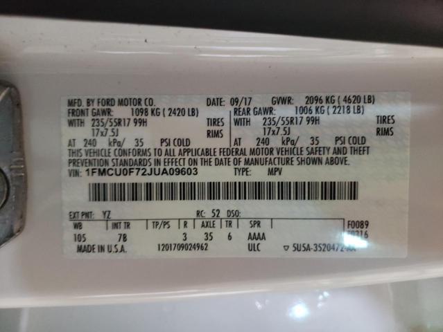 Photo 10 from auction – 2018 FORD ESCAPE S with VIN 1FMCU0F72JUA09603
