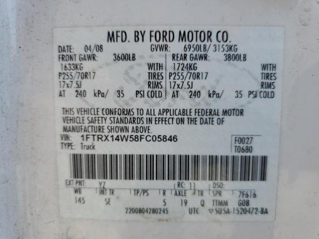 Photo 10 from auction – 2008 FORD F150 with VIN 1FTRX14W58FC05846