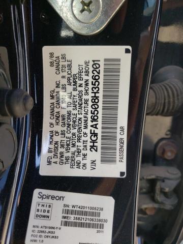 Photo 10 from auction – 2008 HONDA CIVIC LX with VIN 2HGFA16508H356201