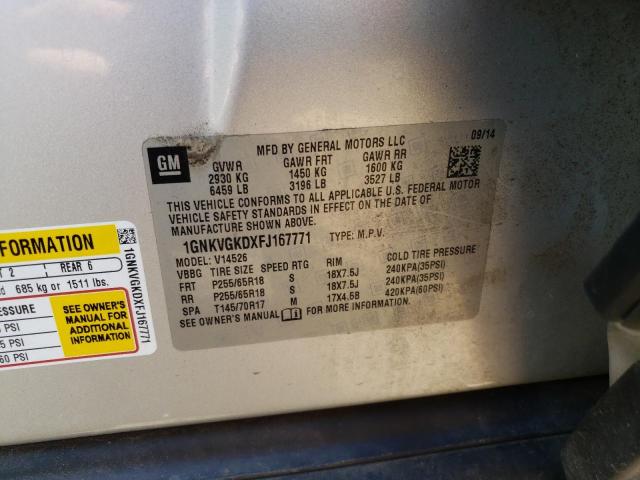 Photo 10 from auction – 2015 CHEVROLET TRAVERSE L with VIN 1GNKVGKDXFJ167771