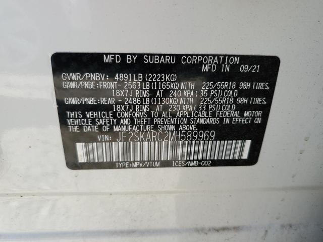 Photo 10 from auction – 2021 SUBARU FORESTER S with VIN JF2SKARC2MH589969