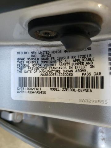 Photo 10 from auction – 2004 TOYOTA COROLLA-4 with VIN 1NXBR32E54Z230085