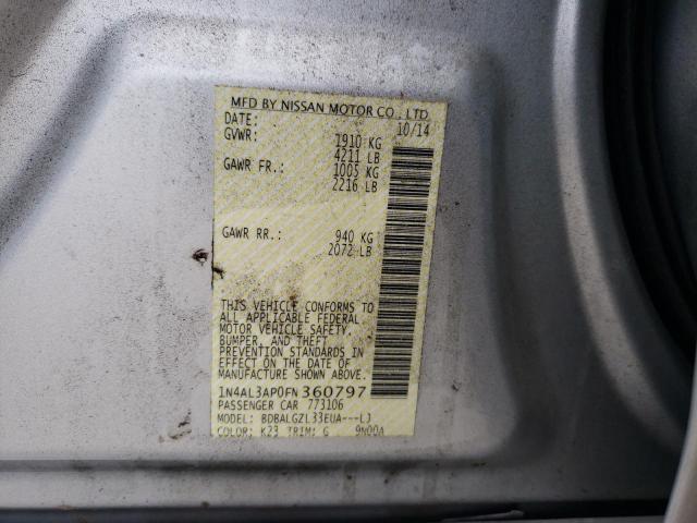 Photo 10 from auction – 2015 NISSAN ALTIMA 2.5 with VIN 1N4AL3AP0FN360797