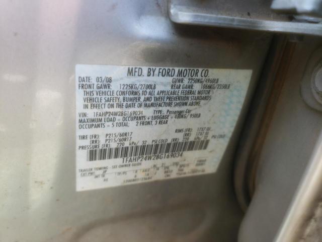 Photo 10 from auction – 2008 FORD TAURUS SEL with VIN 1FAHP24W28G169034