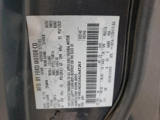 Photo 10 from auction – 2010 FORD EXPLORER X with VIN 1FMEU6DE0AUA47263