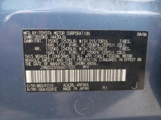Photo 10 from auction – 2006 TOYOTA RAV4 with VIN JTMZD33VX66011520