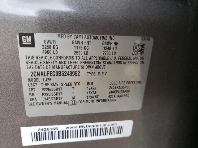 Photo 10 from auction – 2011 CHEVROLET EQUINOX LT with VIN 2CNALFEC0B6243962