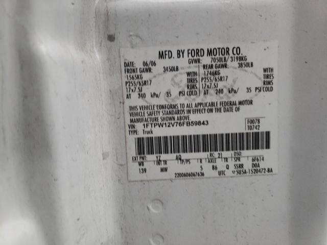 Photo 10 from auction – 2006 FORD F150 SUPER with VIN 1FTPW12V76FB59843