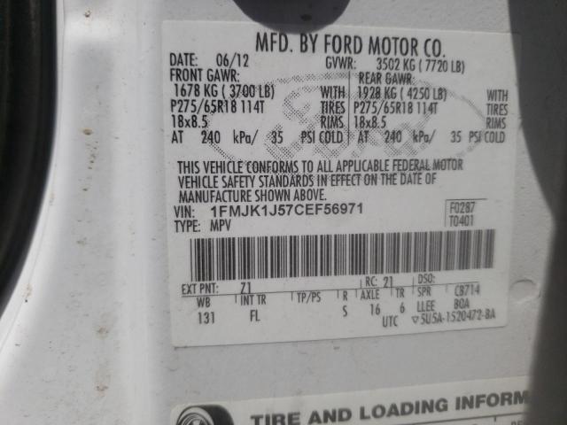 Photo 10 from auction – 2012 FORD EXPEDITION with VIN 1FMJK1J57CEF56971