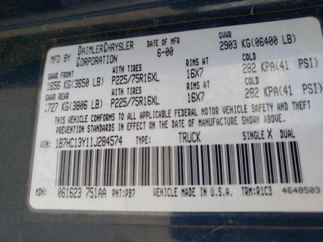 Zdjęcie 10 z aukcji – 2001 DODGE RAM 1500 z VIN 1B7HC13Y11J284574