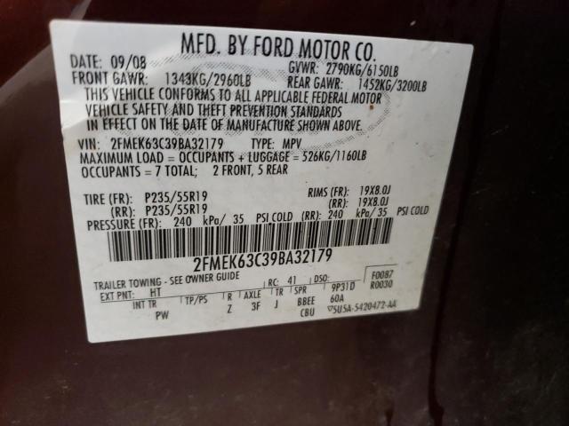 Photo 10 from auction – 2009 FORD FLEX LIMIT with VIN 2FMEK63C39BA32179