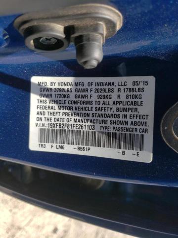 Photo 10 from auction – 2015 HONDA CIVIC EX with VIN 19XFB2F81FE261103