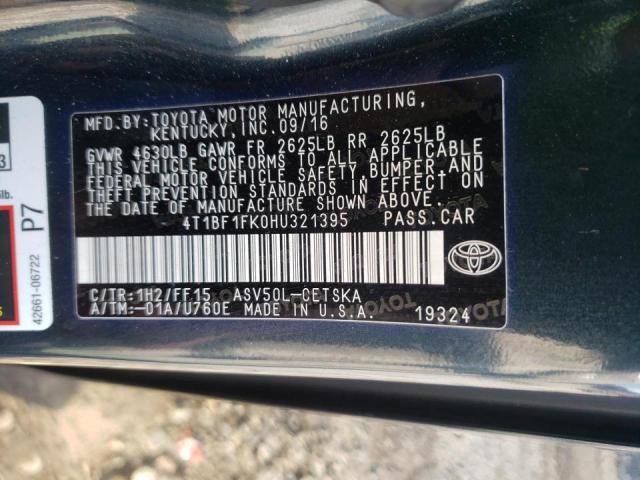 Photo 10 from auction – 2017 TOYOTA CAMRY LE with VIN 4T1BF1FK0HU321395