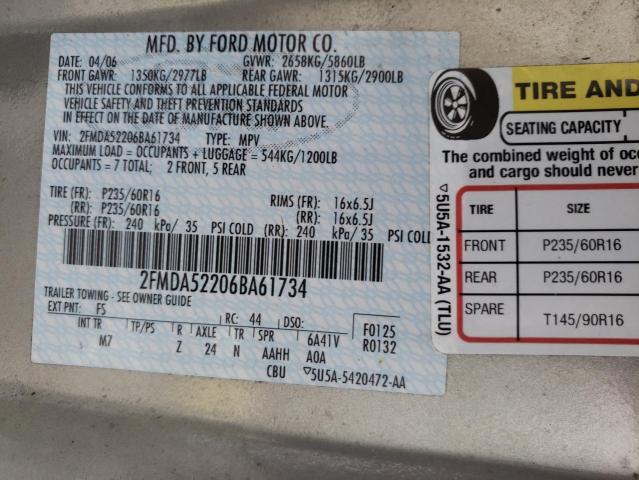 Photo 10 from auction – 2006 FORD FREESTAR S with VIN 2FMDA52206BA61734