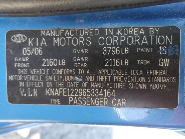Photo 10 from auction – 2006 KIA SPECTRA LX with VIN KNAFE122965334164