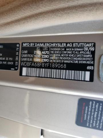 Photo 10 from auction – 2000 MERCEDES-BENZ SL 500 with VIN WDBFA68F8YF189068