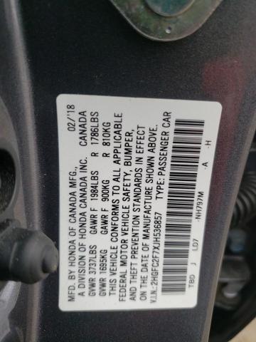Photo 10 from auction – 2018 HONDA CIVIC EX with VIN 2HGFC2F7XJH536857