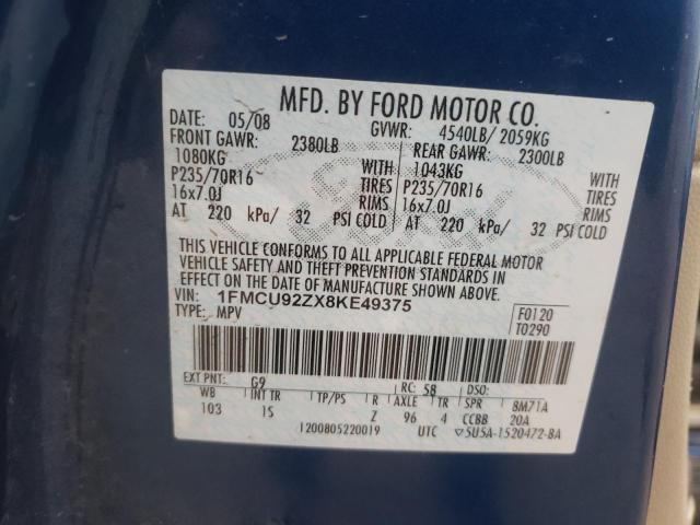 Photo 10 from auction – 2008 FORD ESCAPE XLS with VIN 1FMCU92ZX8KE49375