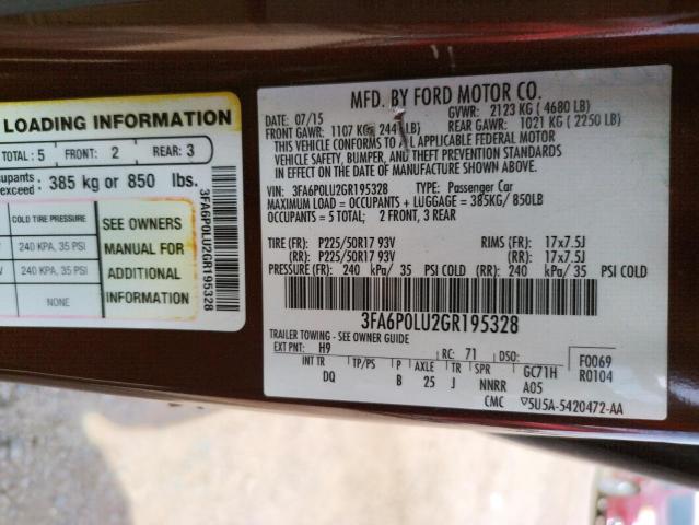 Photo 10 from auction – 2016 FORD FUSION SE with VIN 3FA6P0LU2GR195328