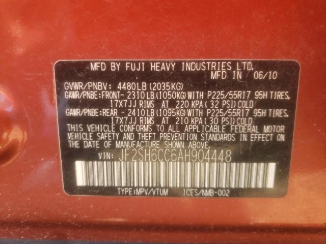 Photo 10 from auction – 2010 SUBARU FORESTER 2 with VIN JF2SH6CC6AH904448
