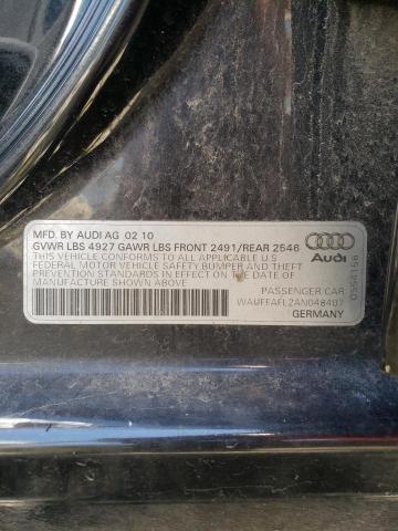 Photo 10 from auction – 2010 AUDI A4 PREMIUM with VIN WAUFFAFL2AN048407