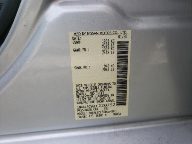 Photo 10 from auction – 2020 NISSAN ALTIMA SR with VIN 1N4BL4CV6LC220752