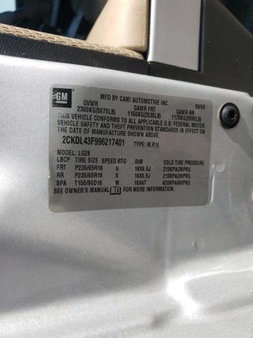 Photo 10 from auction – 2009 PONTIAC TORRENT with VIN 2CKDL43F996217401
