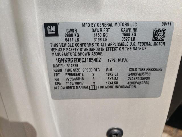Photo 10 from auction – 2012 CHEVROLET TRAVERSE L with VIN 1GNKRGED8CJ165402