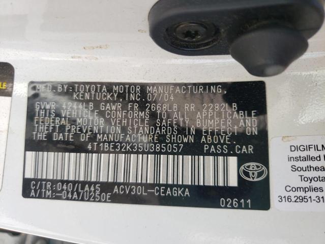 Photo 10 from auction – 2005 TOYOTA CAMRY LE with VIN 4T1BE32K35U385057