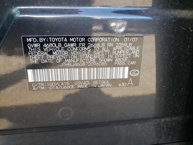 Photo 10 from auction – 2007 LEXUS ES 350 with VIN JTHBJ46G872096085
