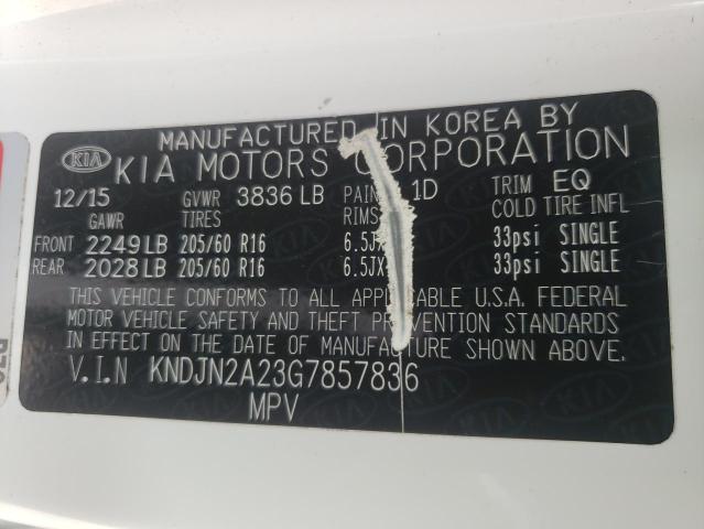 Photo 10 from auction – 2016 KIA SOUL with VIN KNDJN2A23G7857836