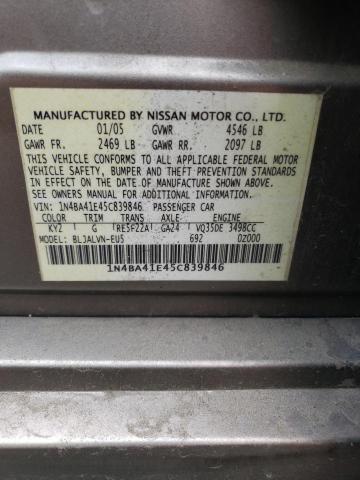 Photo 10 from auction – 2005 NISSAN MAXIMA SE with VIN 1N4BA41E45C839846