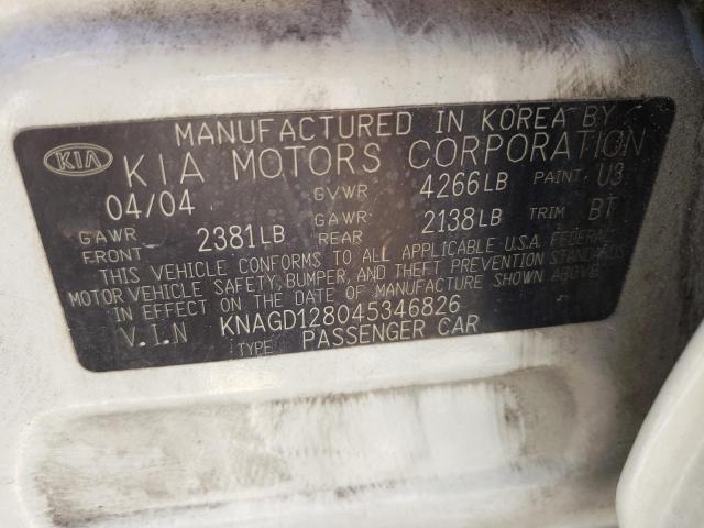 Photo 10 from auction – 2004 KIA OPTIMA LX with VIN KNAGD128045346826
