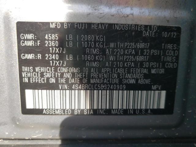 Photo 10 from auction – 2011 SUBARU OUTBACK with VIN 4S4BRCLC5D3240909